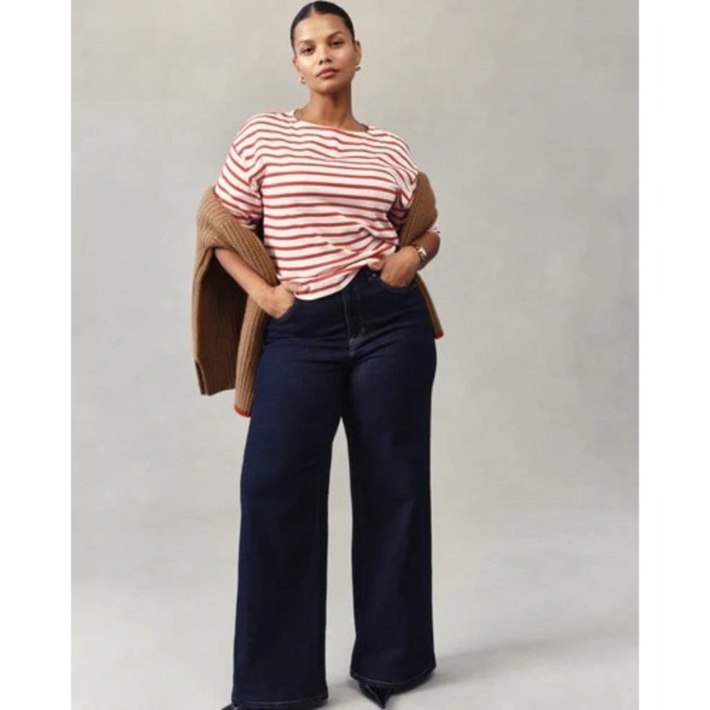 SPANXshape Authentic 360 Wide Leg Blue Jeans Sz 2X